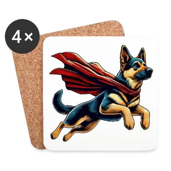 Super Dog German Shepherd Cape Gift - Coasters (set of 4) - white - Front