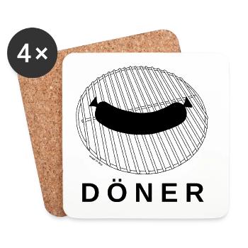 Grilled kebab - Coasters (set of 4) - white - Front