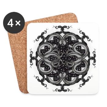 Mandala serpent mystique avec une touche cosmique - Dessous de verre (lot de 4) - blanc - Devant