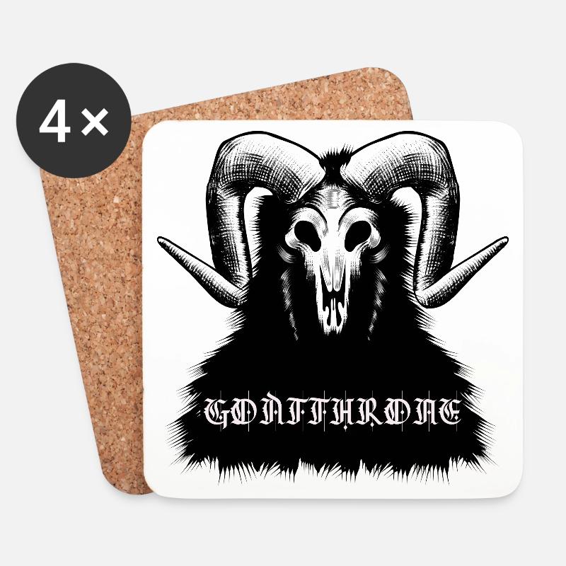 Goatthrone Ziegenthron Design Metal DOOM - Untersetzer (4er-Set) - Weiß