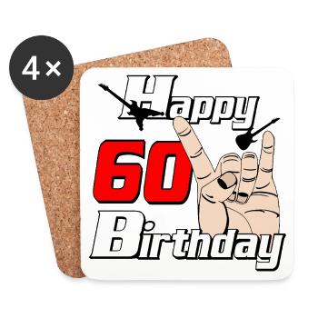 60th Birthday Rockhand Design - Coasters (set of 4) - white - Front