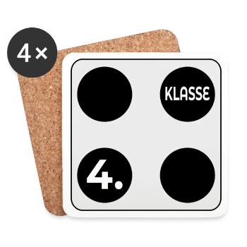 WÜRFEL AUGENZAHL - VIER 4. KLASSE - Untersetzer (4er-Set) - Weiß - Vorne
