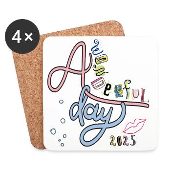 Merveilleuse journée 2025 - Dessous de verre (lot de 4) - blanc - Devant