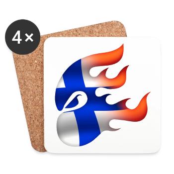 Drapeau de la Finlande - Finlande - Ninja - Dessous de verre (lot de 4) - blanc - Devant