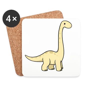 Brachiosaurus Dinosaur - Coasters (set of 4) - white - Front