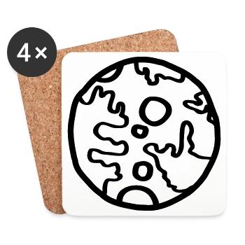 Planète Space Doodle Simple - Dessous de verre (lot de 4) - blanc - Devant