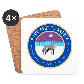 A wolf's eyes appear to glow at night - Coasters (set of 4) - white - Front