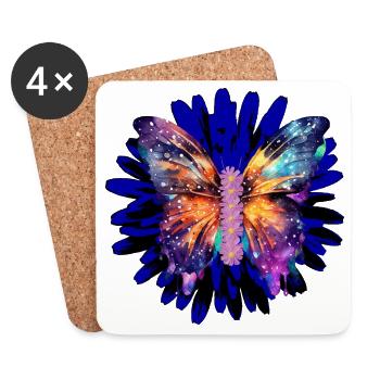 Galaxy Wings – Schmetterling auf kosmischer Blüte - Untersetzer (4er-Set) - Weiß - Vorne