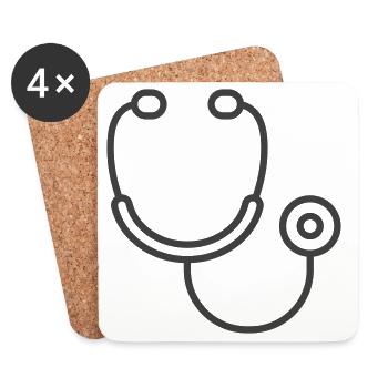 Medical Stethoscope logo icon - Coasters (set of 4) - white - Front