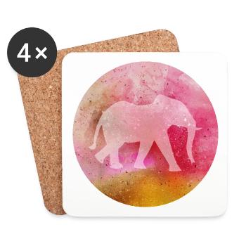 Yoga Holi Festival Elephant Power om Namaste Inde - Dessous de verre (lot de 4) - blanc - Devant