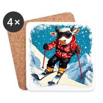 Ski cows - Coasters (set of 4) - white - Front