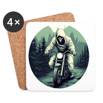 Ghost Motorcycle / Motorcyclist Ghosts - Coasters (set of 4) - white - Front
