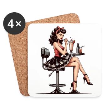 Milchshake Rockabilly Pin Up Petticoat Geschenk - Untersetzer (4er-Set) - Weiß - Vorne