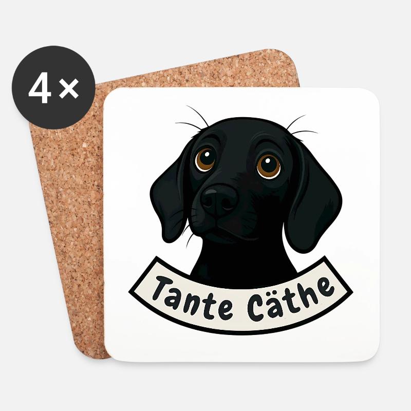 Schweißhund Tante Cäthe - Untersetzer (4er-Set) - Weiß