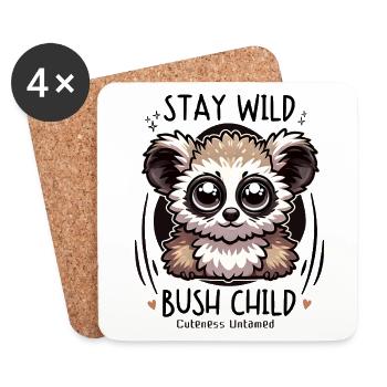 Adorable Big Eyes Fluffy Galago Bush Baby Cuteness - Coasters (set of 4) - white - Front