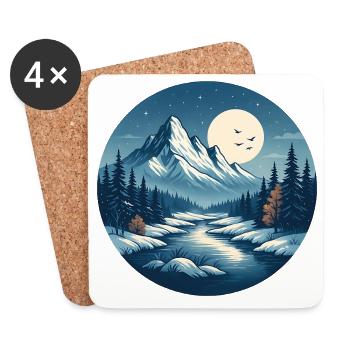 Mountainous nightscape with river - Coasters (set of 4) - white - Front