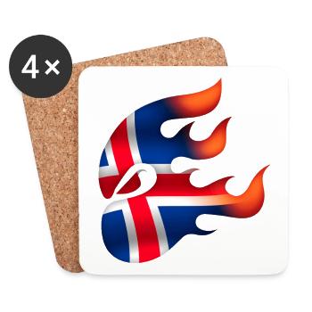 Flag of Iceland - Iceland - Ninja - Coasters (set of 4) - white - Front