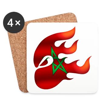 Drapeau du Maroc - Maroc - Ninja - Dessous de verre (lot de 4) - blanc - Devant