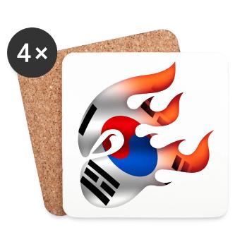Koreanische Flagge - Korea - Ninja - Untersetzer (4er-Set) - Weiß - Vorne