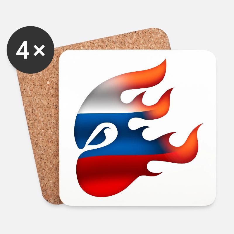 Drapeau de la Russie - Russie - Ninja - Dessous de verre (lot de 4) - blanc