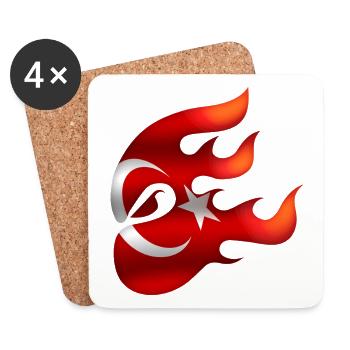 Flag of Turkey - Turkey - Ninja - Coasters (set of 4) - white - Front