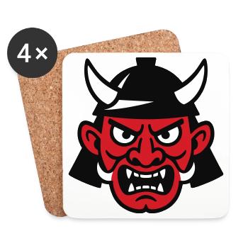 Diable samouraï - Dessous de verre (lot de 4) - blanc - Devant