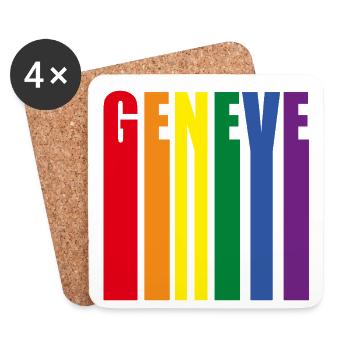 Conception de mot GENEVE coloré - Dessous de verre (lot de 4) - blanc - Devant