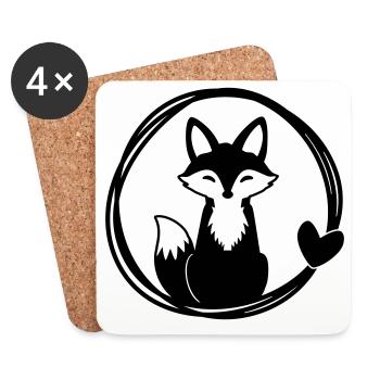 Renard mignon en couronne de coeur - Dessous de verre (lot de 4) - blanc - Devant