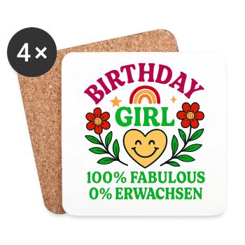 Beautiful Birthday Girl Design - Coasters (set of 4) - white - Front