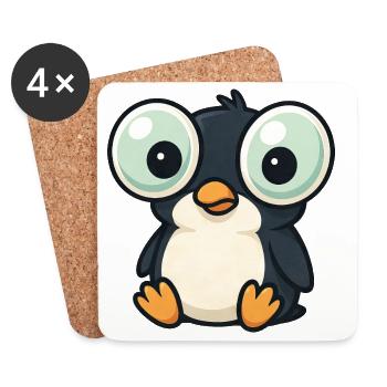 Cute Penguin Cartoon Big Eyes Funny Quirky - Coasters (set of 4) - white - Front