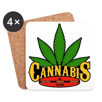 Cannabis Blatt Retro Abzeichen Design - Untersetzer (4er-Set) - Weiß - Vorne