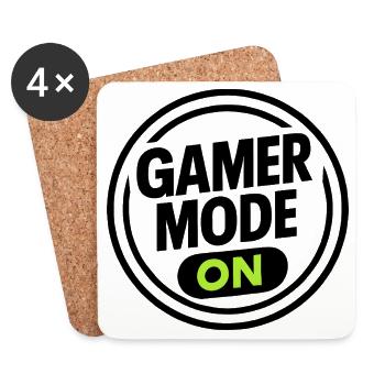 Gamer-Modus EIN – Neon Gaming T-Shirt - Untersetzer (4er-Set) - Weiß - Vorne