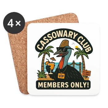 Australia Beach Cassowary Club Members Only  - Coasters (set of 4) - white - Front