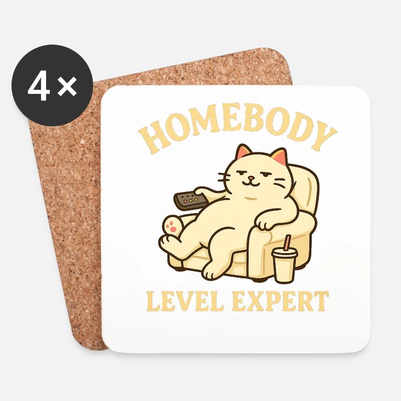 Stubenhocker: Level Experte - Untersetzer (4er-Set) - Weiß