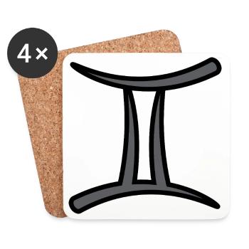 Geimini Sternzeichen Symbol Schwarz & Grau - Untersetzer (4er-Set) - Weiß - Vorne