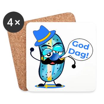 Good day pickle mustache - Coasters (set of 4) - white - Front