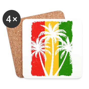 Tropical Sunset Palm Silhouette - Coasters (set of 4) - white - Front