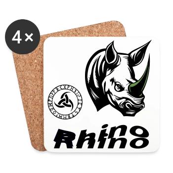 Rhinocéros - Dessous de verre (lot de 4) - blanc - Devant