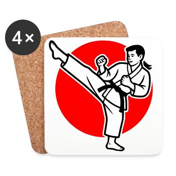 Karate Mae-Geri - Untersetzer (4er-Set) - Weiß - Vorne