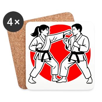Karate Kumite - Untersetzer (4er-Set) - Weiß - Vorne