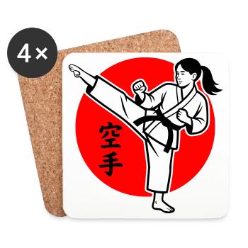 Karate Yokogeri female - Coasters (set of 4) - white - Front