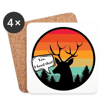 Cerf avec fond de coucher de soleil de style rétro - Dessous de verre (lot de 4) - blanc - Devant