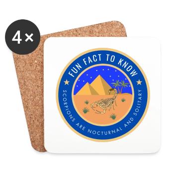 Desert Night Scorpion Fact - Coasters (set of 4) - white - Front