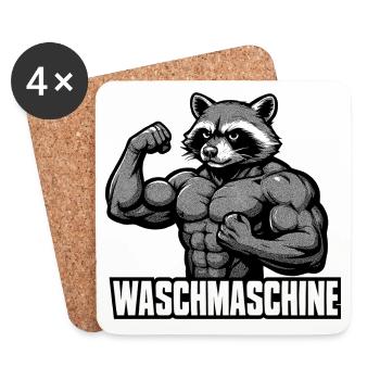 Waschmaschine Waschbär Fitness witzig Gym Geschenk - Untersetzer (4er-Set) - Weiß - Vorne