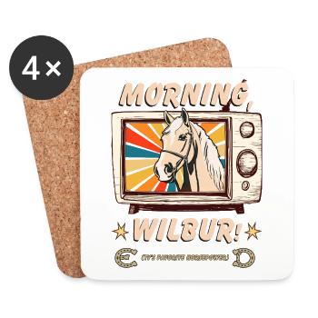 Morning Wilbur Mr. Ed Inspired Vintage Design - Coasters (set of 4) - white - Front