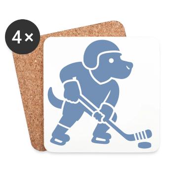 Cool Labrador Hockey Player Minimalist - Coasters (set of 4) - white - Front