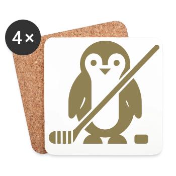 Minimalistischer Pinguin Eishockey Silhouette  - Untersetzer (4er-Set) - Weiß - Vorne