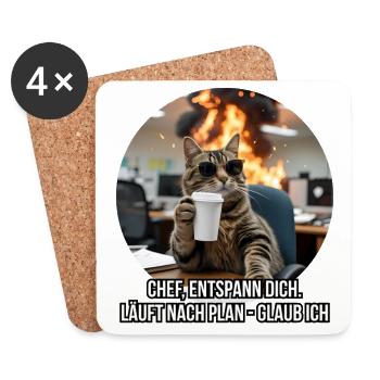 Funny Office Cat Saying Design - Coasters (set of 4) - white - Front