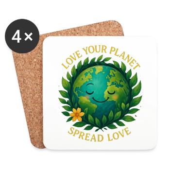 Love your planet - Coasters (set of 4) - white - Front