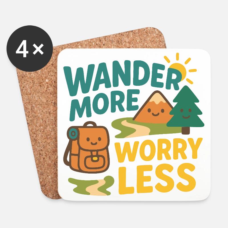 Wander More Worry Less - Dessous de verre (lot de 4) - blanc
